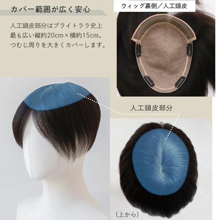 総手植え 最高級レミー人毛100% リアルフィットスキン トップヘアピース メイン5