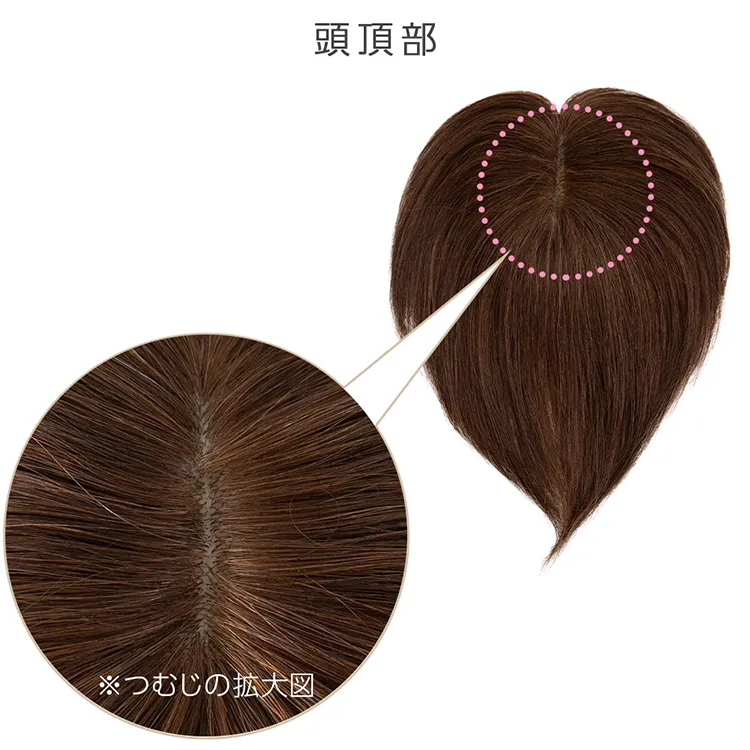 人毛100% マシンメイドトップヘアピース 分け目タイプ メイン15