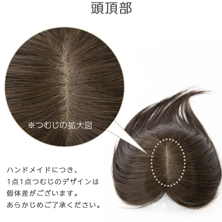 最高級人毛(レミー)100%トップヘアピース分け目タイプ メイン17