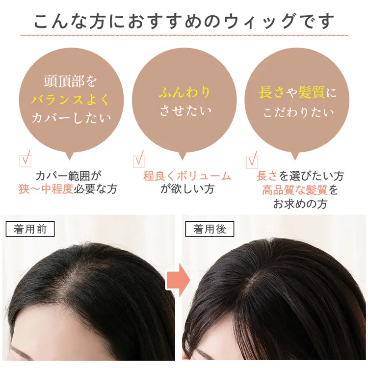 最高級人毛(レミー)100%トップヘアピース分け目タイプ メイン2