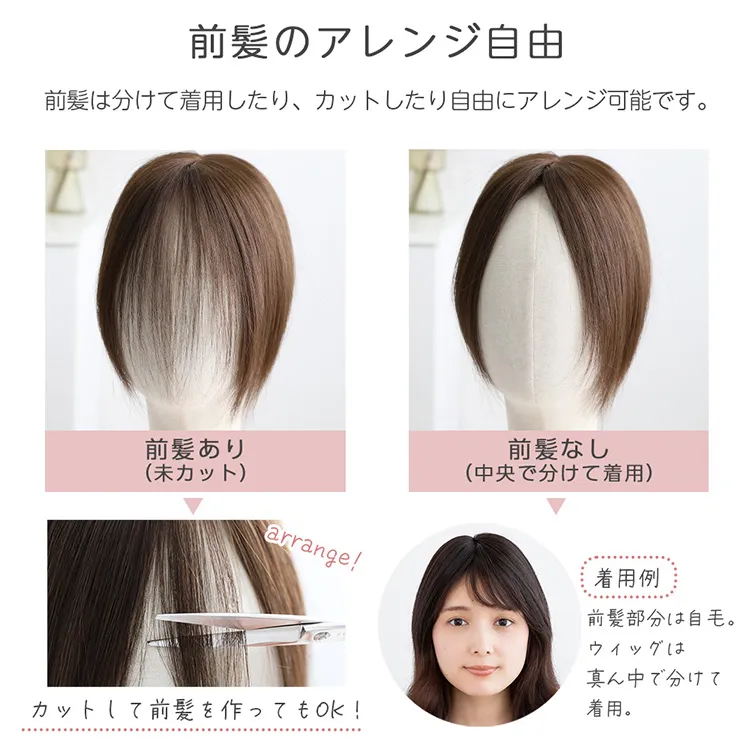 最高級人毛(レミー)100%トップヘアピース 部分手植えハイカバータイプ メイン14