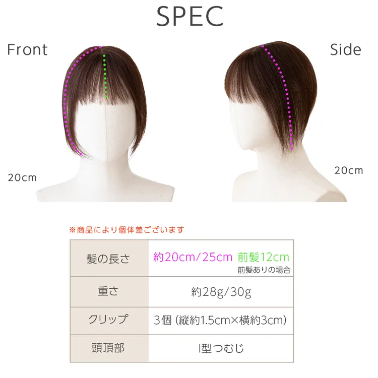 人毛100％ 総手植え ナチュレトップヘアピース 選べる4タイプ メイン19