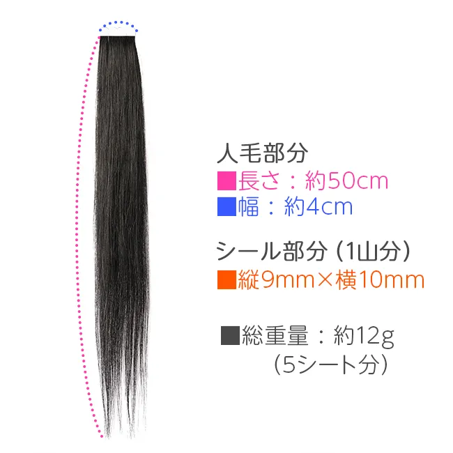 人毛シールエクステ50cm10本分(5シート)  hpex01-50 商品詳細11