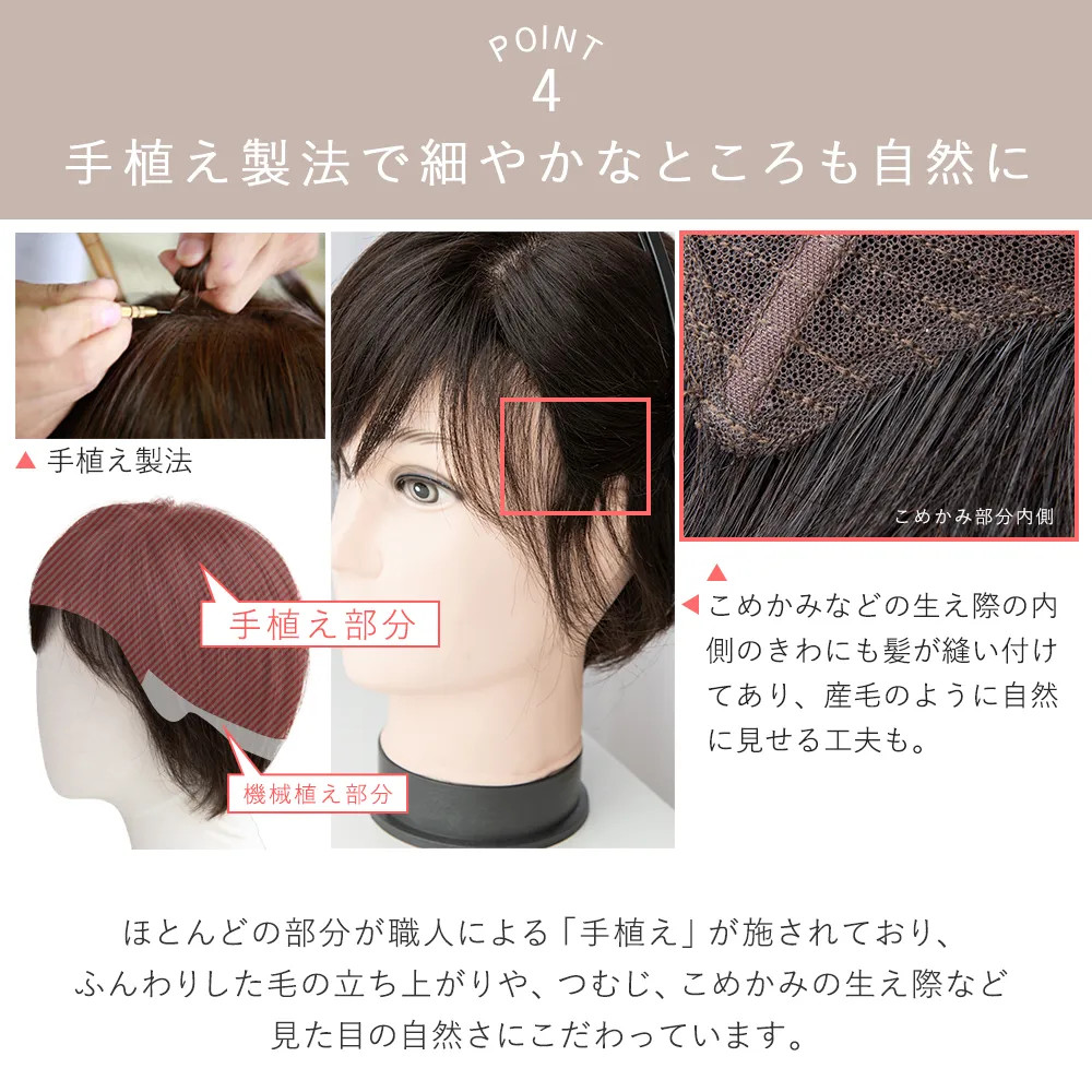 医療用ウィッグ 手植え 最高級レミー人毛100% カトレアショート　メイン7