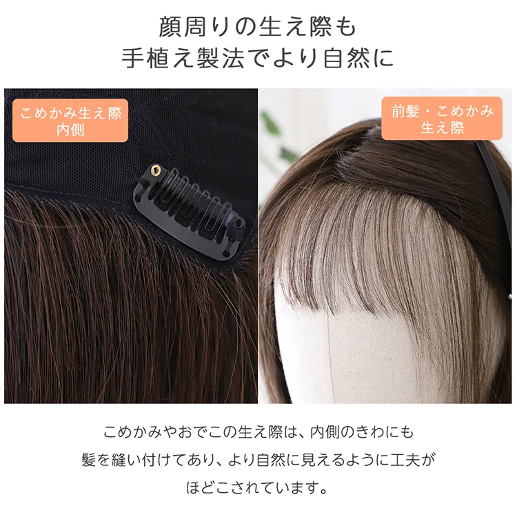医療用ウィッグ 部分手植え 日本製ファイバー レイヤーミディ メイン13