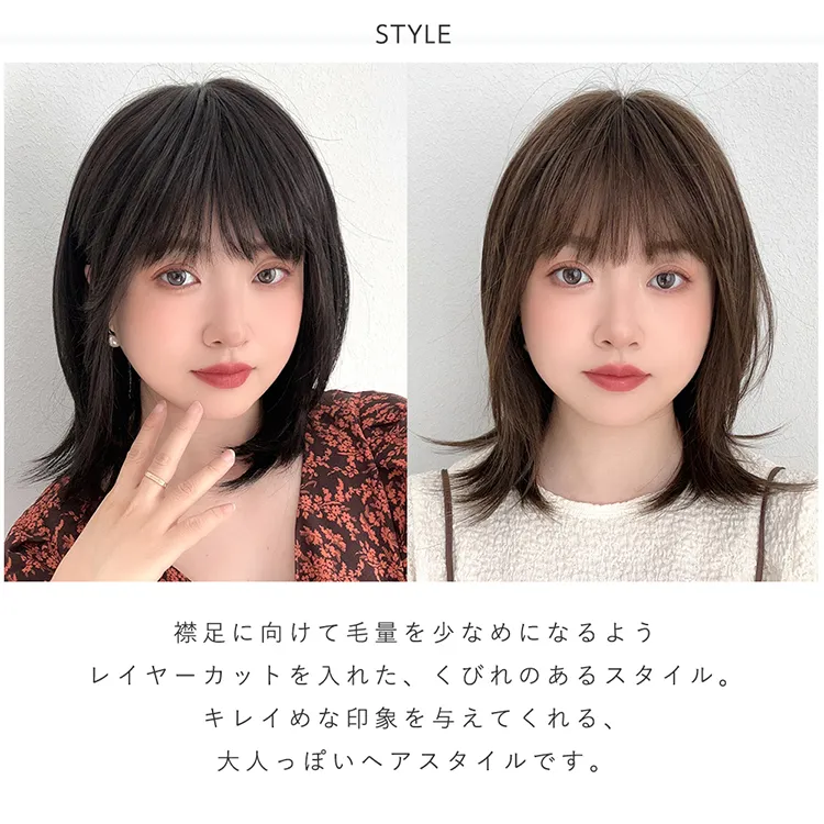 医療用ウィッグ 部分手植え 日本製ファイバー レイヤーミディ メイン２