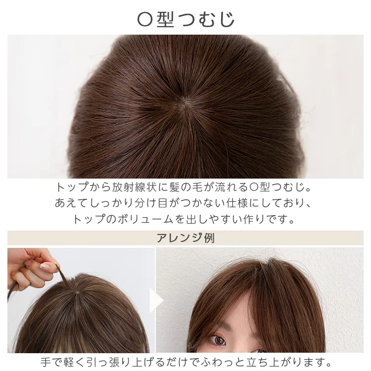 医療用ウィッグ 部分手植え 高級人毛MIX ルースボブ　メイン14