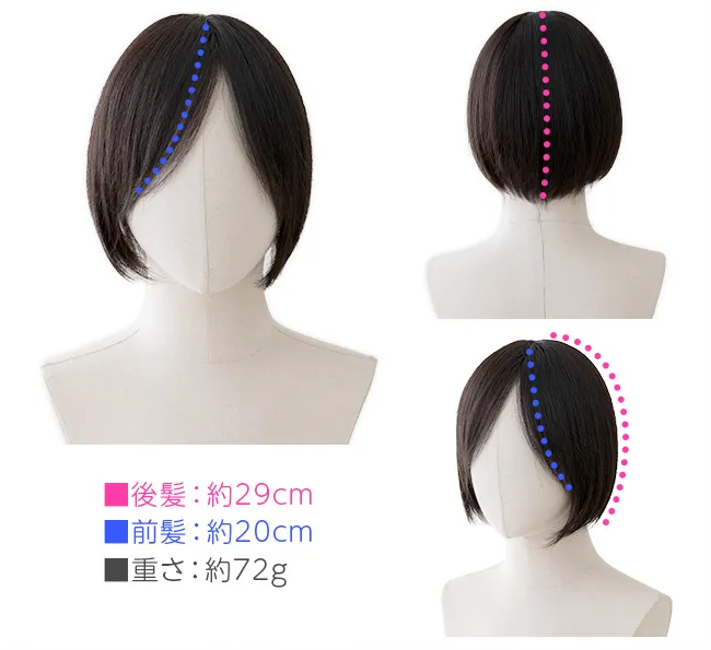医療用ウィッグ 部分手植え 高級人毛MIX ルースボブSPEC