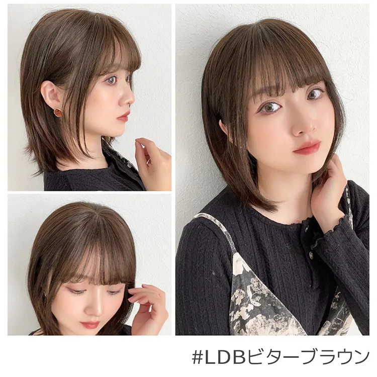 総手植え 人毛MIX 前髪付きトップヘアピース メイン7