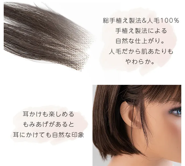 人毛100%もみあげウィッグ 装着用シール付き p200 商品詳細2
