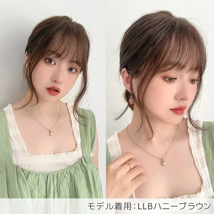 総手植え 人毛MIX前髪ウィッグ エアリーサイドカール メイン14
