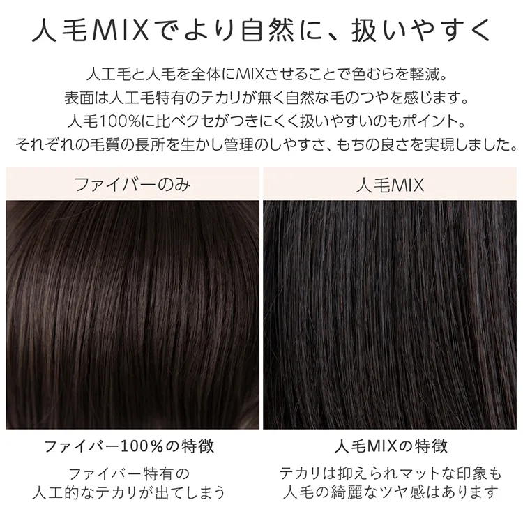 総手植え 人毛MIX前髪ウィッグ エアリーサイドカール メイン7