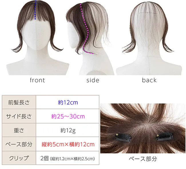 総手植え 人毛MIX前髪ウィッグ エアリーサイドカール p245 商品詳細14