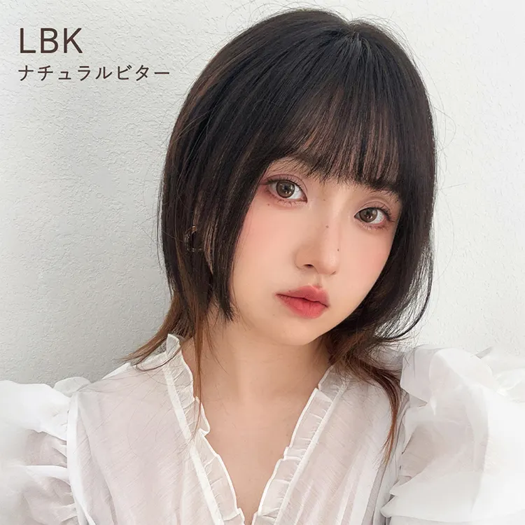 呼吸ピース 総手植え 人毛mix 前髪付きトップヘアピース サイドフェイスベール メイン9