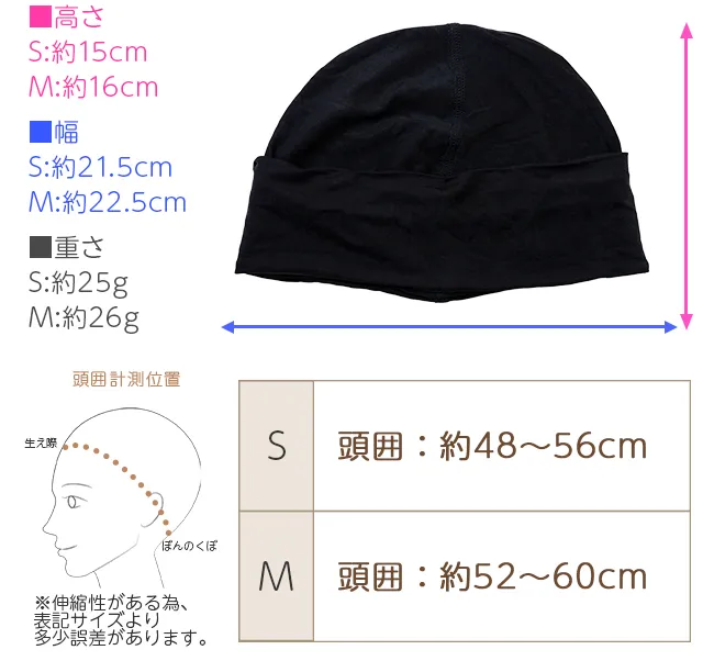 保冷剤ポケット付き接触冷感インナーキャップ pk-net サイズ